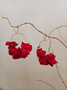 Boucles d'oreilles en fleurs Rouge