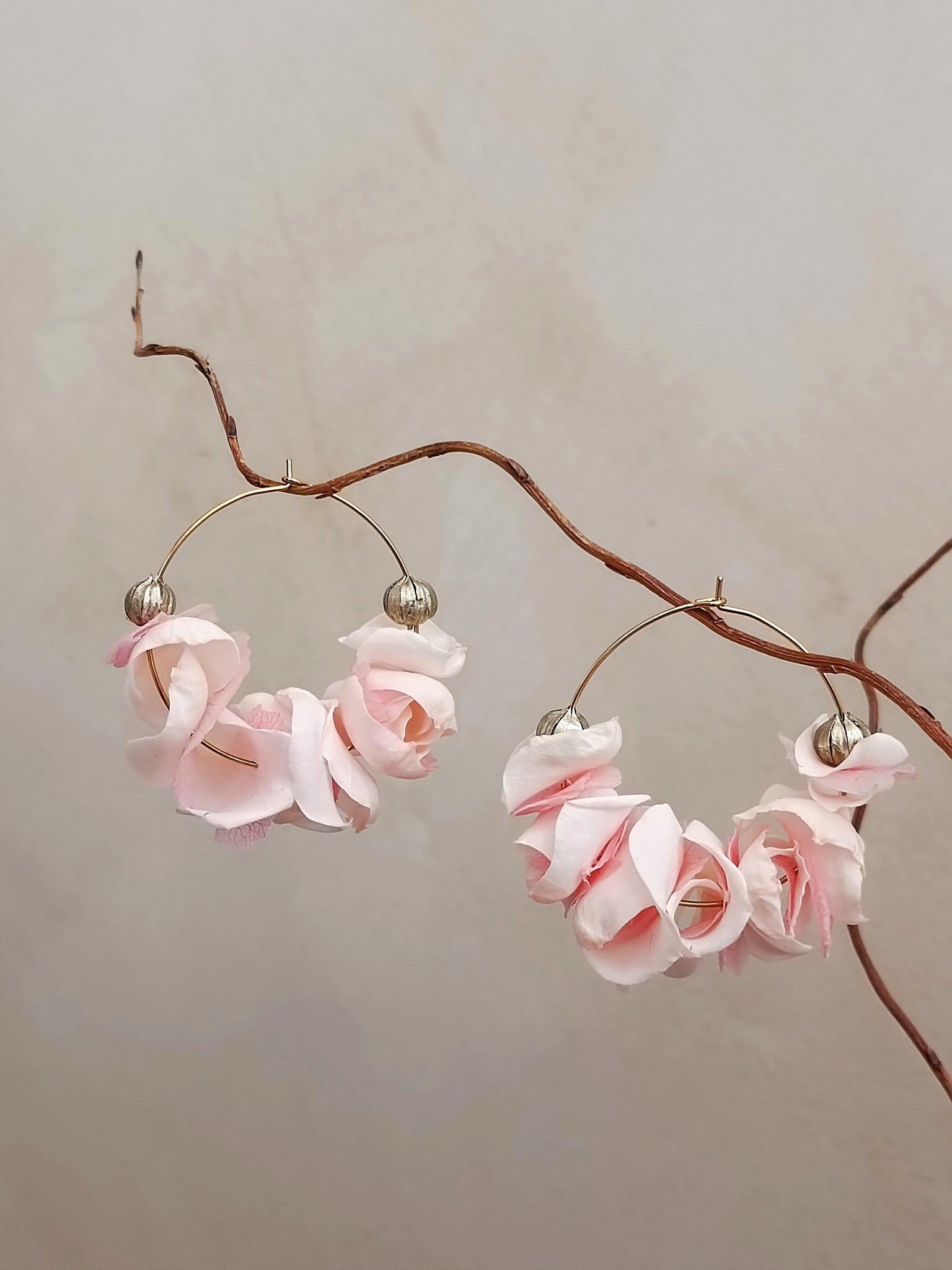 Boucles d'oreilles en fleurs | Rose Poudré - Jardin Mademoiselle